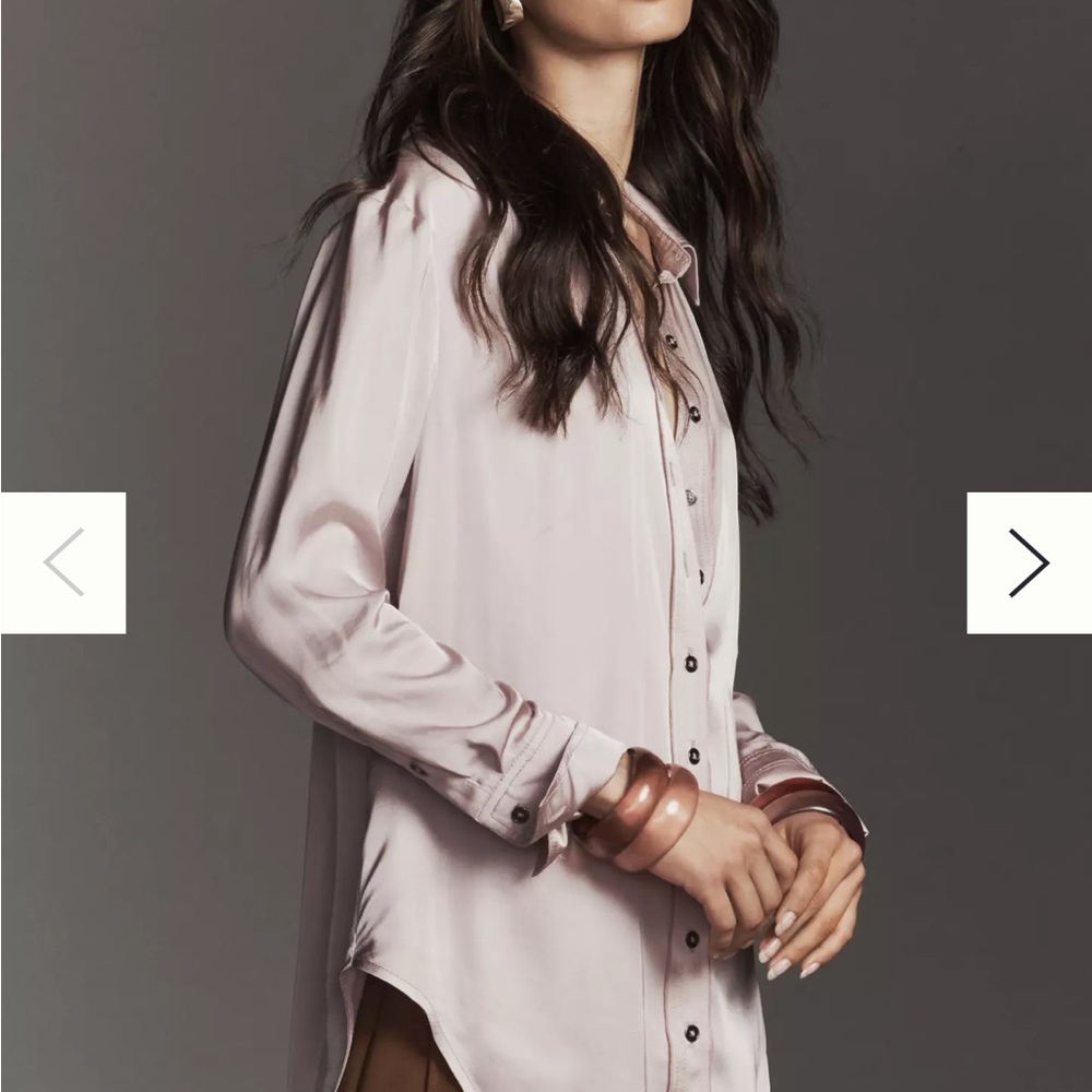 Anthropologie Pilcro Women's Light Pink Button-Down Shirt
